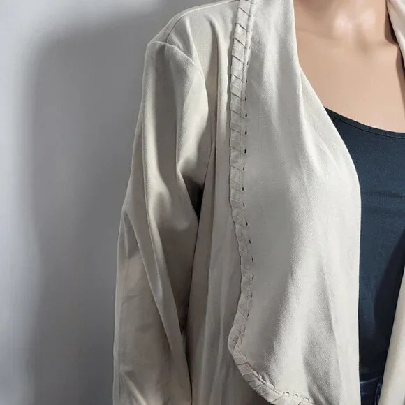 Coldwater Creek Women's Cream Faux Suede Western/Boho Open Jacket Size M - Picture 4 of 13